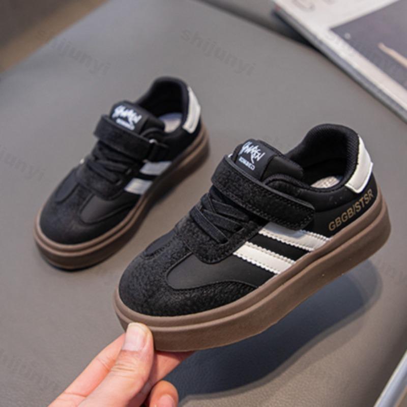 Children Casual Sneakers Boys Girls Lace Up Soft Bottom Hook and Loop Sports Shoes Kids Non-slip Breath Student Skateboard Shoes