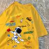 Weltraum Astronaut Einfach Frei Sein Print T-Shirts Herren Damen Mode Lässige Oberteile Hip Hop Übergroße T-Shirts Lässig Sommer Kurzarm