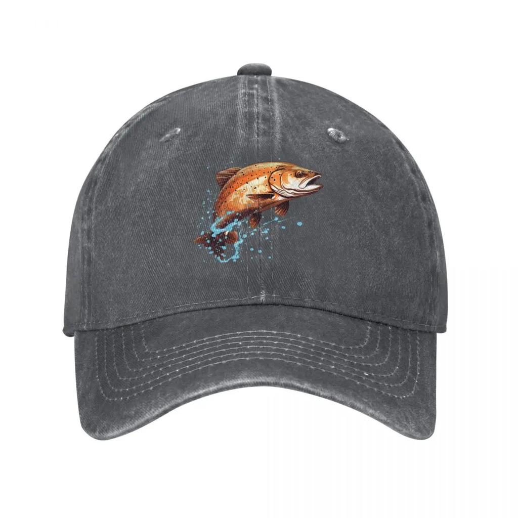 Dripping Brown Trout Baseball Cap derby hat Sun Cap summer hat Fishing cap Unisexs Baseball Womens