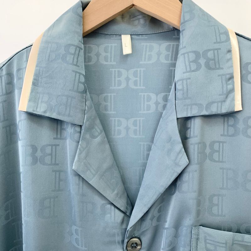 Men Jacquard Forged Pajamas Suit High-End Home Wear Men's Silk Texture Short Sleeve Shorts Pajamas Men