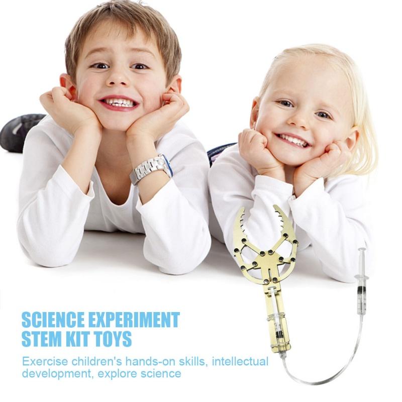 DIY Stem Piston Hydraulic Manipulator Model Kit for Kids, Science Experiment Toy Sets, Physical Teaching Puzzle Gift