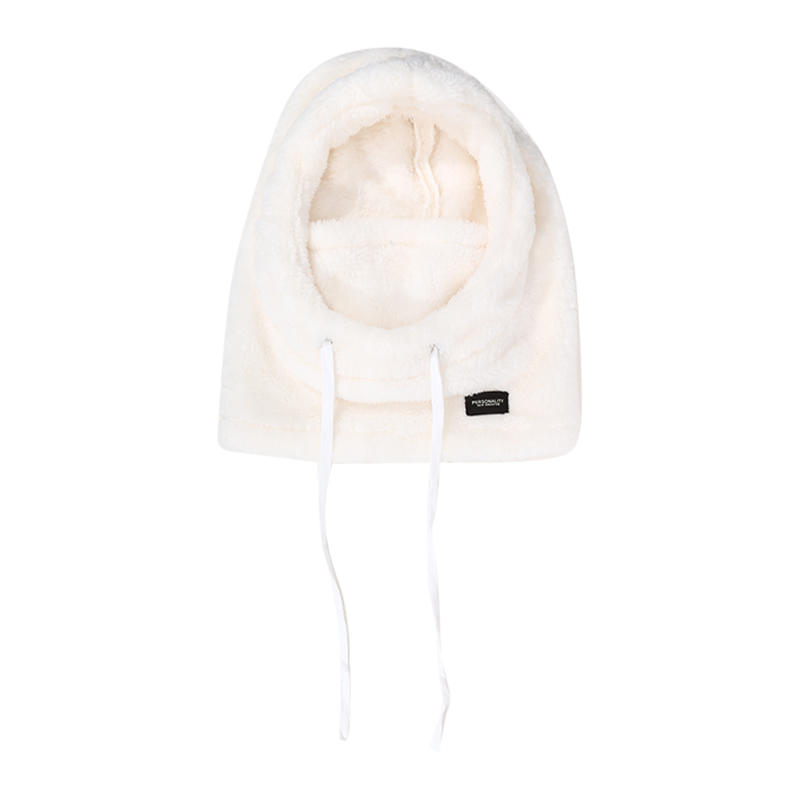 Women Winter Hood Hats Outdoor Cycling Windproof Cap Thermal Unisex Cold Proof Soft Plush with Face Mask Drawstring Warm Hat Drawstring Ski Mask Hat