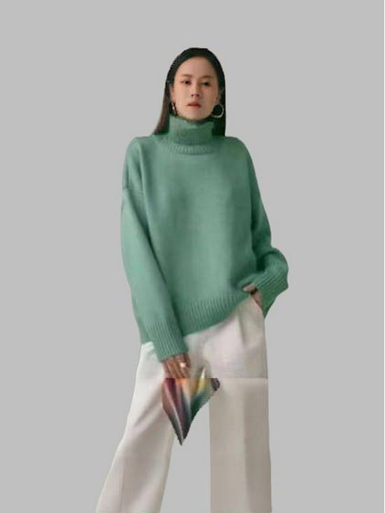 Women's Classic Solid Color Turtleneck Sweater - European & American Autumn/Winter Loose Knitwear