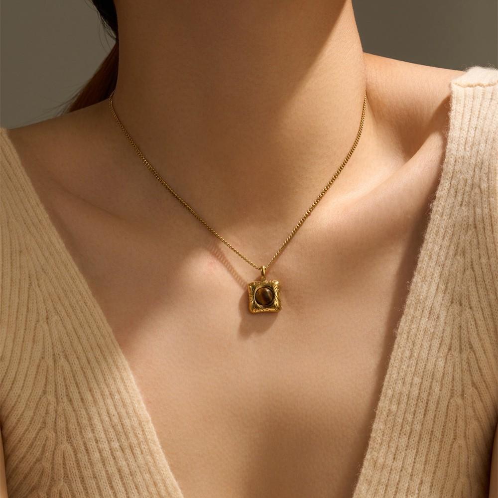 Premium Niche Natural Tiger'S Eye Stone Necklace Classic Premium Collarbone Chain Simple And Versatile Premium