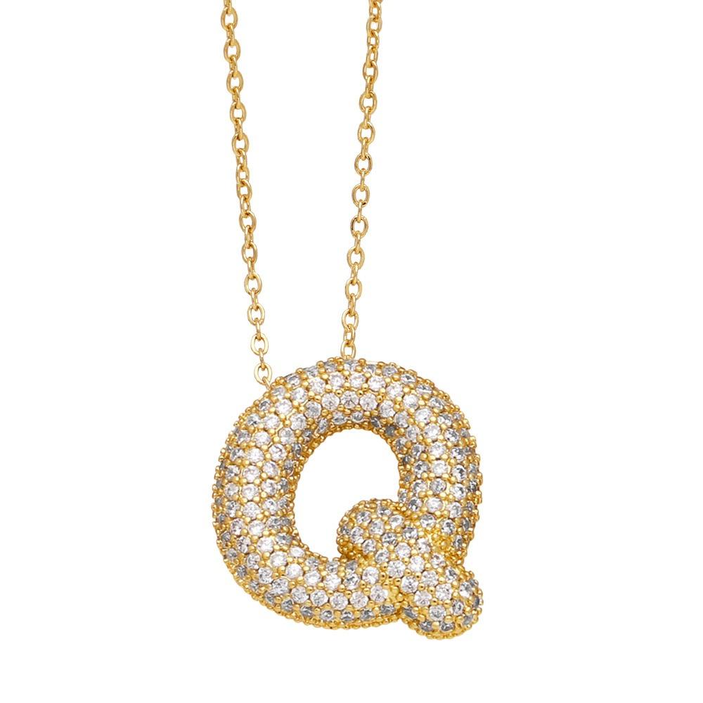 Alphabet 26 Letters Necklace Gold Color Women Sweater Chain Simple A-Z Letter Clavicle Chain  Daily