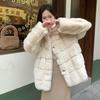 Woll-Baumwoll-Steppjacke Damen Winterbekleidung Neues Designgefühl Kunstpelz Verdickt Warm Nischentemperament Baumwollkleidung