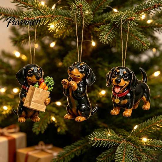 Holiday Dog Advent Calendar 2026 Dachshund Calendar, 24 Days Collectible Surprises with 2D Christmas Ornaments Festive Puppy Figures for Lovers Family
