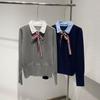 Women's British Style Sweater: Faux Two-Piece Wool Knit Pullover with Shirt Collar, Long Sleeves - Autumn/Winter New Arrival