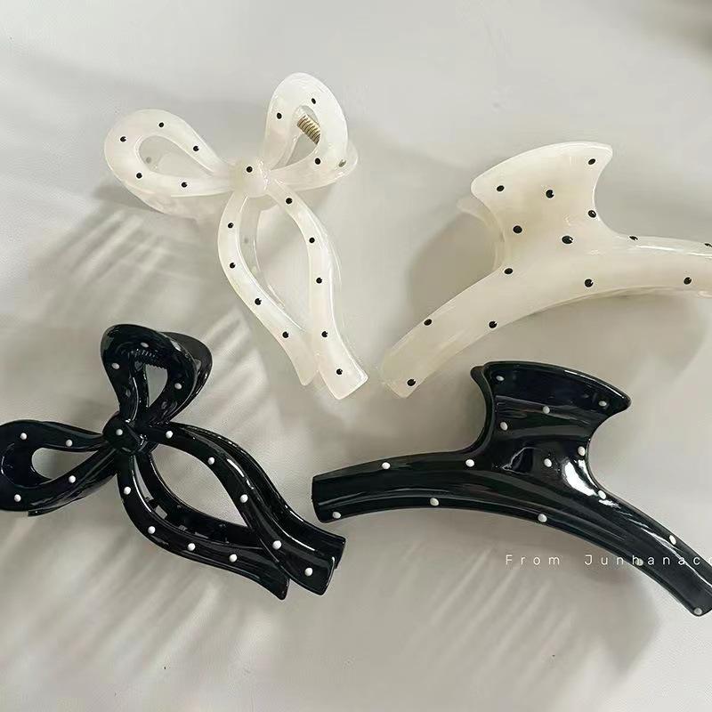 

Sheer White Polka Dot Claw Clip for Thick Hair - Cute Large Hair Accessory for Women