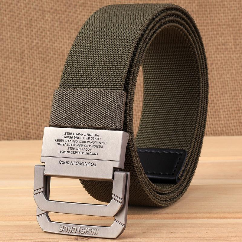 ENNIUDouble Ring Schnalle Nylon Gummiband elastische Gürtel taktische Outdoor-Gürtel Herren koreanische Weberei Canvas Hose