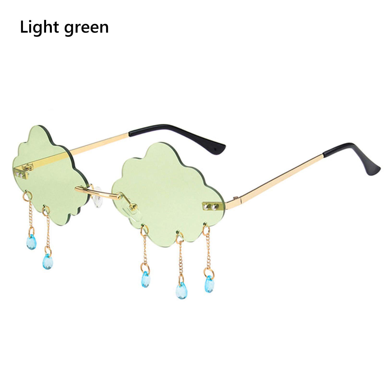 

Модные солнцезащитные очки UV400 без оправы, очки для дискотеки, солнцезащитные очки с кисточками в виде облаков, стимпанк-очки светло-зеленый