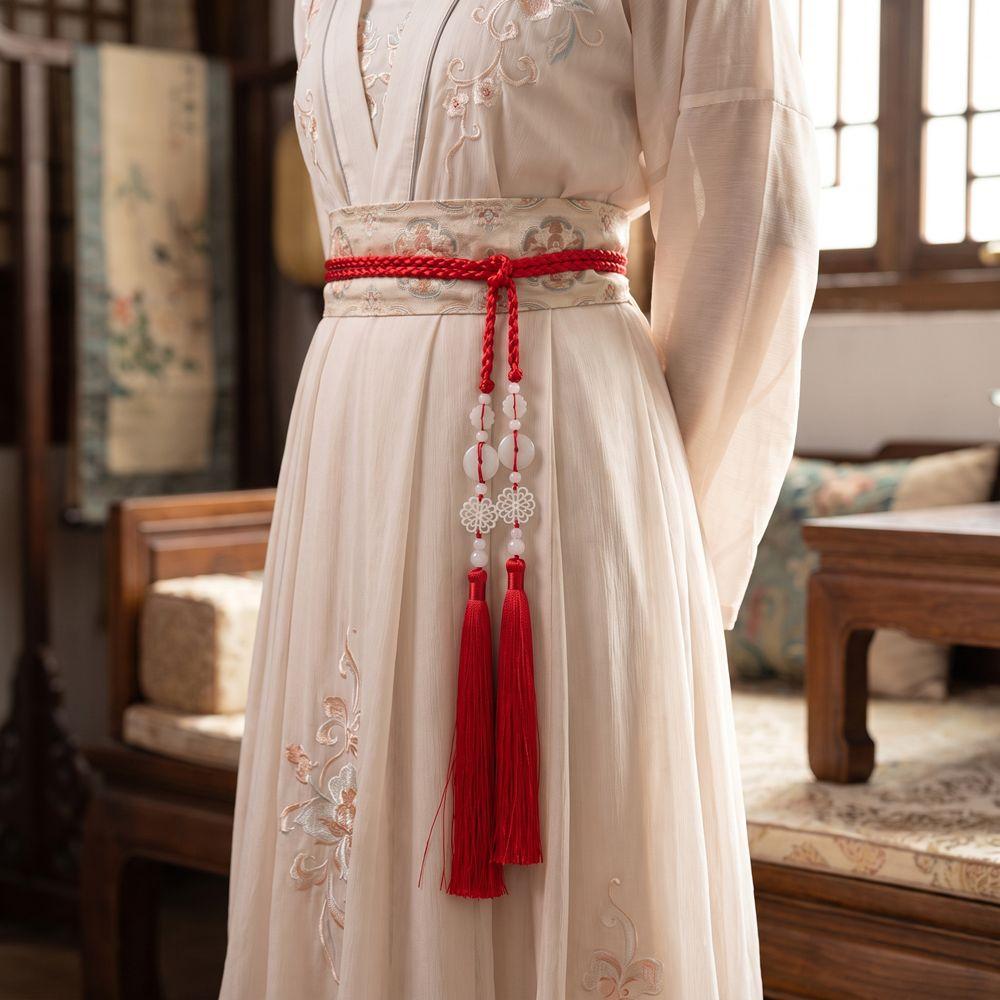 Chinese Style Hanfu Waist Tie Belt Adjustable Tassel Waist Cord Simple Thin Belt  Waist Decor