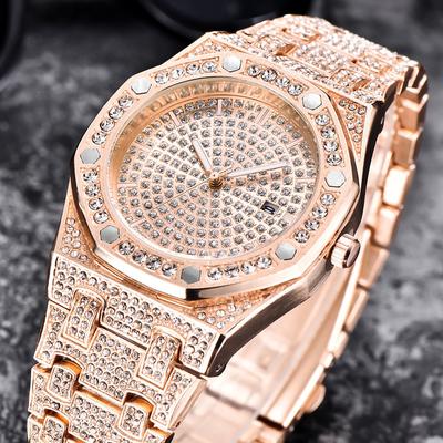 Herren Quarzuhr Roségold Top Luxus Datum Armbanduhr