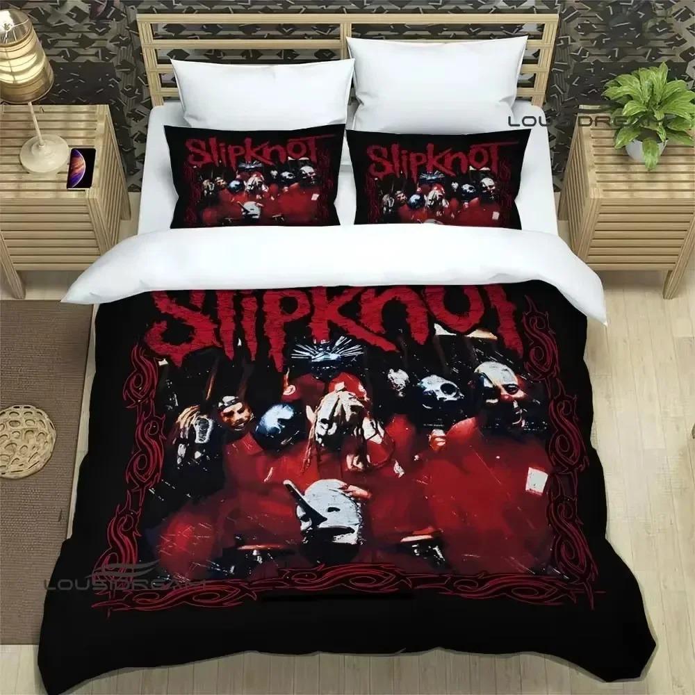 Housse de couette et taie d'oreiller 3D S-slipknot, parure de lit simple/double, décoration de chambre à coucher, cadeau pour garçons et filles 140×200cm