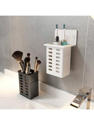 1PC Storage Rack (Black And White), Plastic Wall Mounted Drainage Storage Rack, Cosmetics Storage Bo