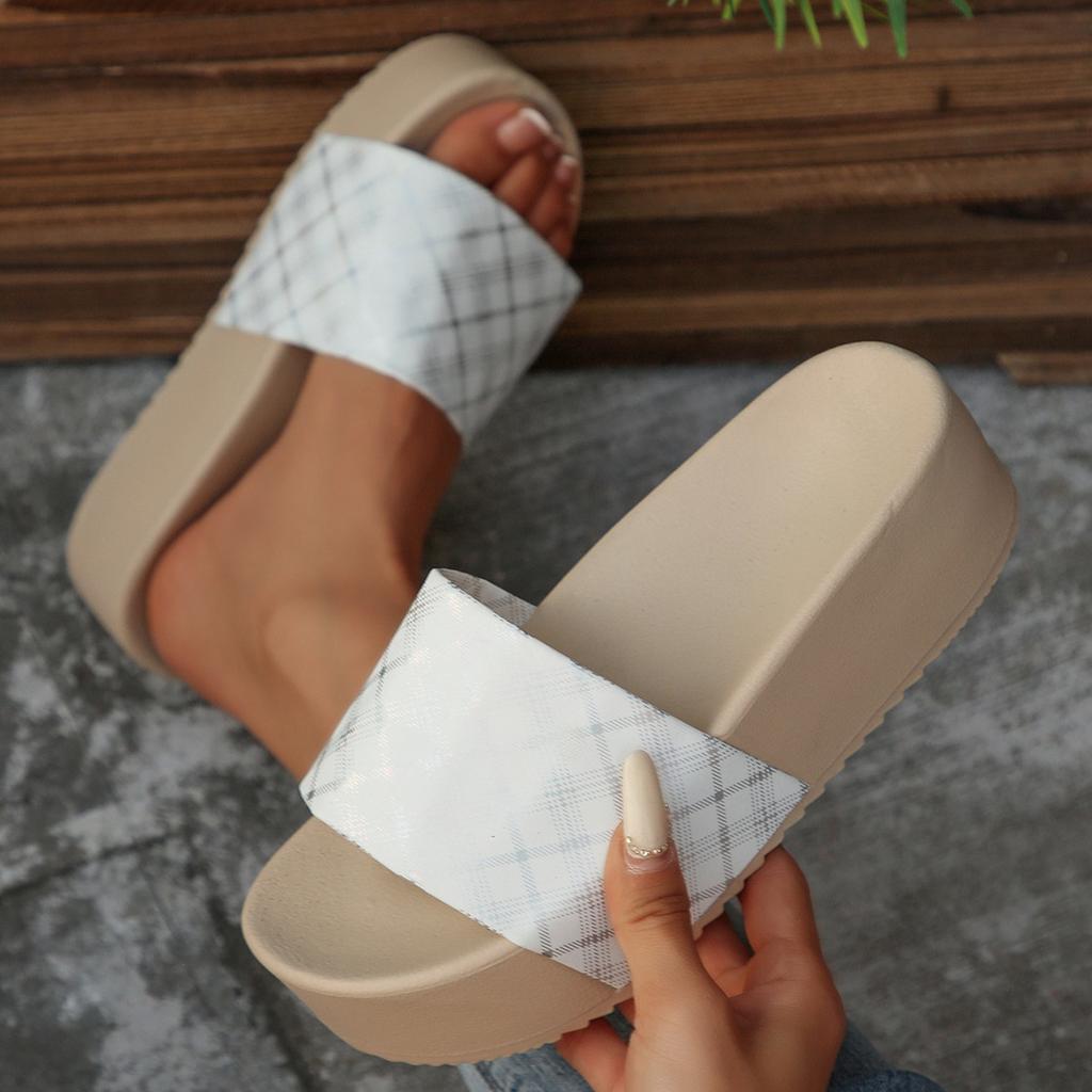 Round-toed Shoes One-line Pancakes Thick-soled Flip-flops