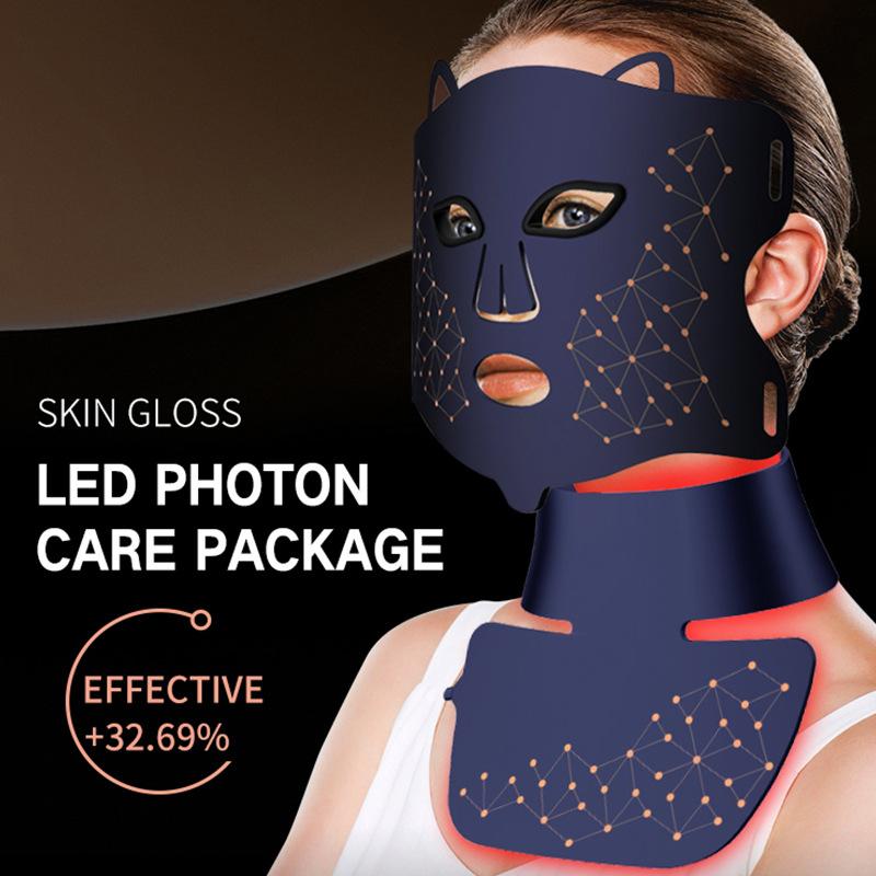 Photon Skin Rejuvenation Instrument, Red and Blue Light Beauty Instrument Household Complexion LED Mask, Red Light Masks Instrument Large Row Light