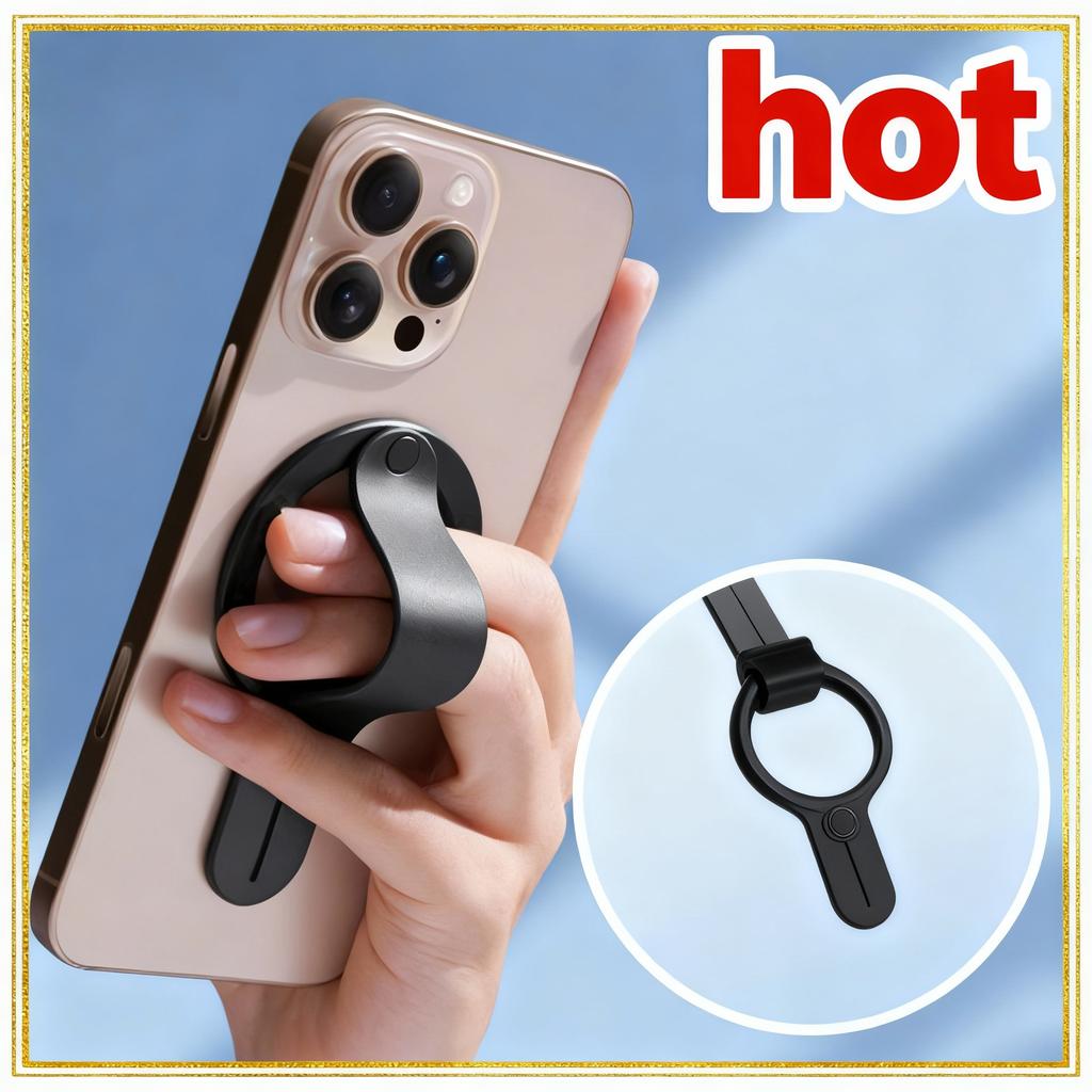 Magnetic Strap Phone Holder Desktop Ring Holder Aluminum Alloy TPU Mobile Phone Portable Anti Drop Finger Strap Holder