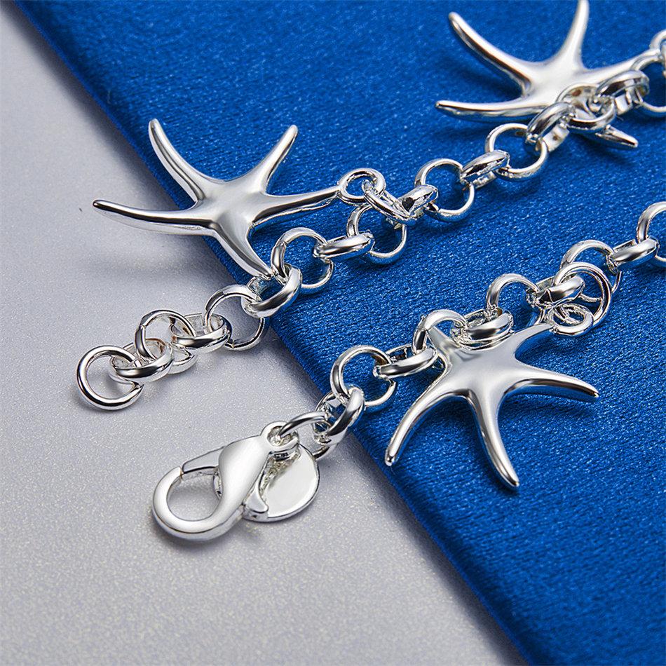 925 Sterling Silver 8-inch Exquisite Starfish Bracelet, Fashionable Women's Party Accessories, Jewelry, Wedding Gifts