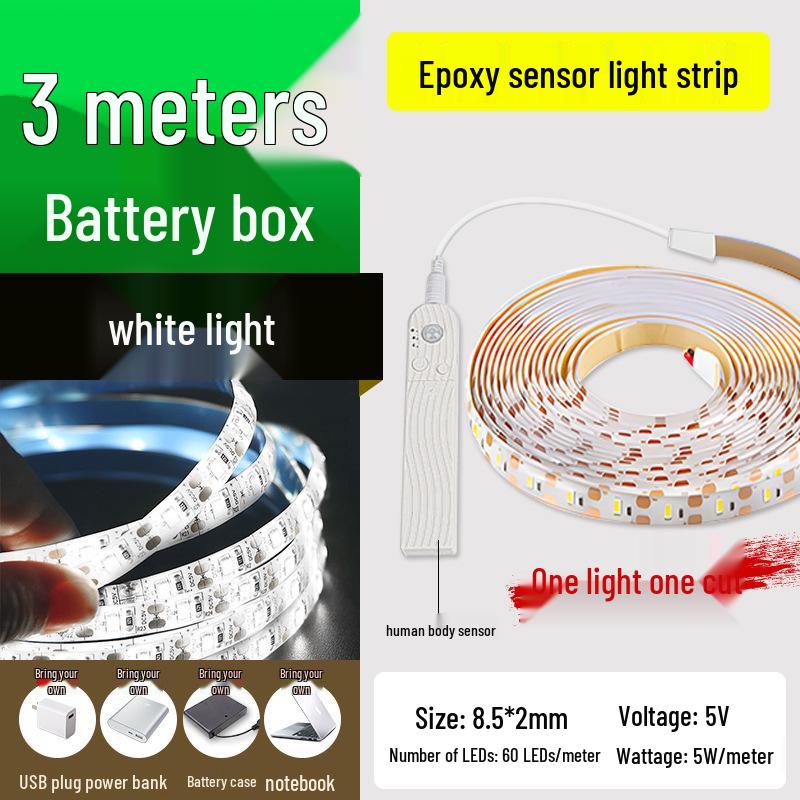 USB Rechargeable Motion Sensor LED Strip Light: Ultra-thin, Self-Adhesive, Wireless Night Lighting
