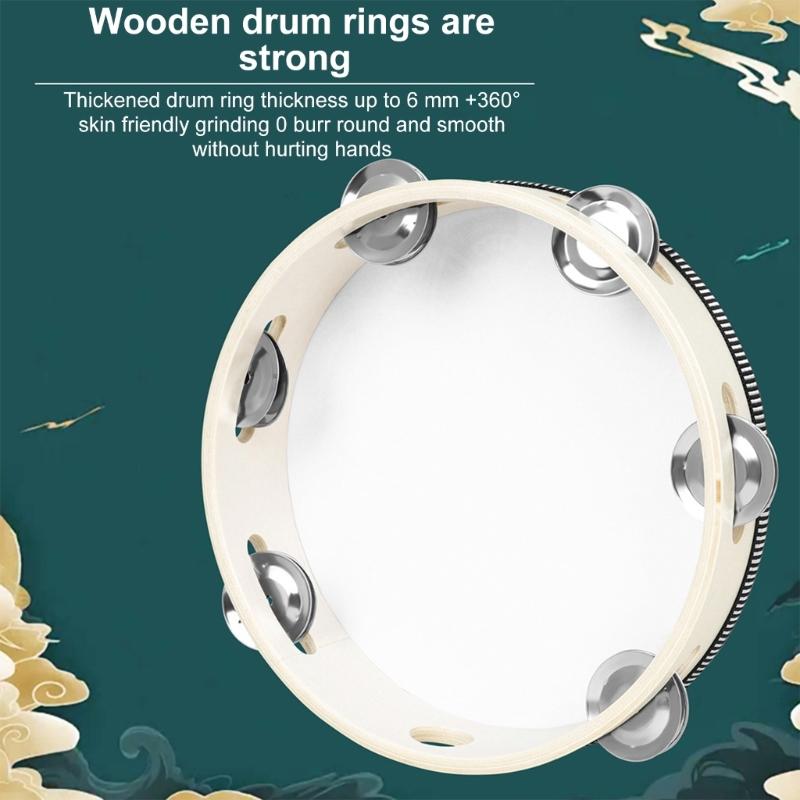 Metallglocken Hand percussion Trommel mit ergonomischem Griff 8 Zoll Einzelreihe Tamburin Rundes Musikalisches Tamburin