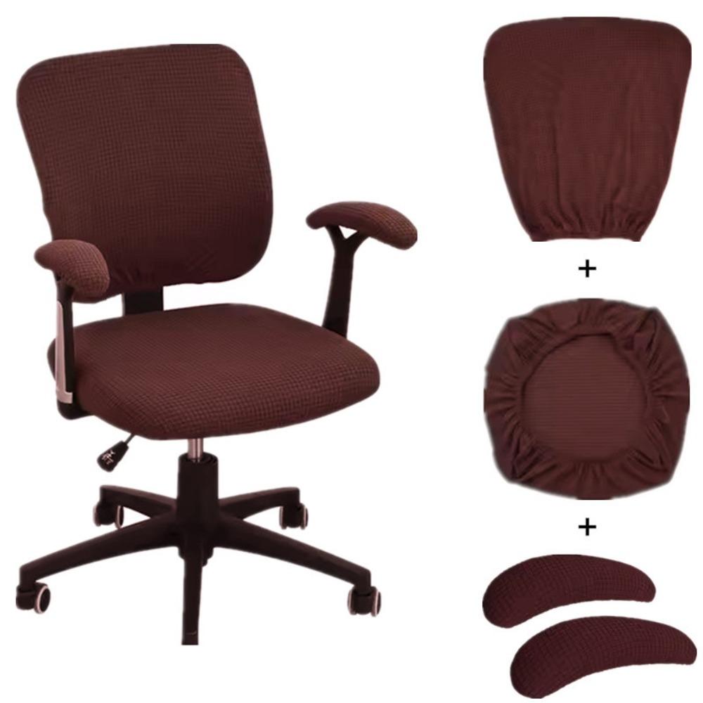 Solid Color Office Chair Covers Polyester Elastic Computer Split Seat Cover Stretchable Dustproof Chair Seat Slipcovers