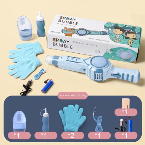 Bubble Machine Automatic Smoke Bubble Blower Rechargeable Elastic Bubble Fog Wand Outdoor Bubble Maker for Kids