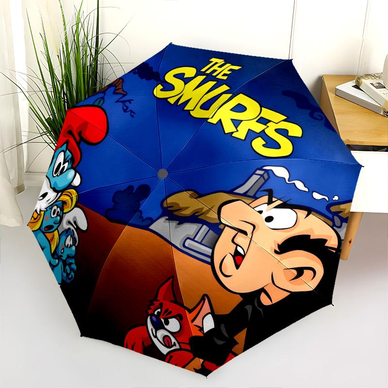 Smurfs Winter Ski Lift Folding Umbrella Suitable For All Seasons 8 Paraphenoid Bones Travel Printing Gift