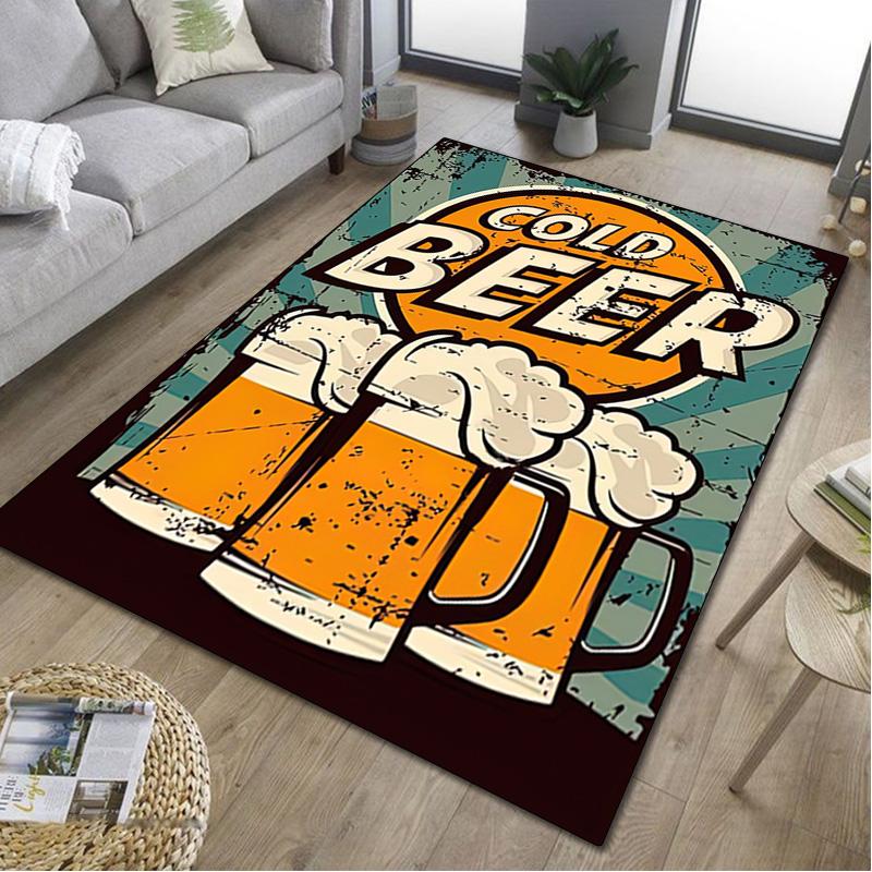 1Pc Beer Print Rug - Home Decoration Carpet For Living Room Bedroom Flooring Computer Chair Area Rug