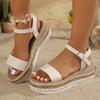 Mode Mode Nieten Plateau Sandalen Damen Übergröße 36-42 Dicker Boden Sommer Sandalen Frau Knöchelschnalle PU Leder Sandalias Mujer