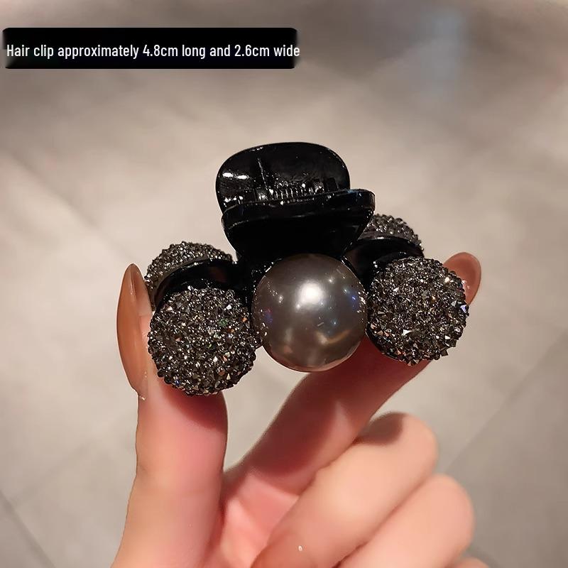 Elegant Rhinestone Pearl Claw Clip - Fashionable Half-Up Hair Accessory for Women