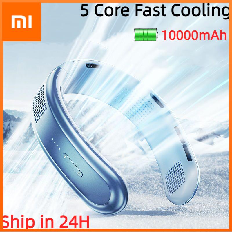 Xiaomi New Portable Neck Fan Rechargeable Mini Neck Cooler 3 Speeds Cooling Wind 10000mAh Electric Ventilador for Home Camping Outdoor