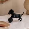 Creative Desk Accessories Mini Dachshund Football Figurine, Matte Black 3D Printed Statue, Statue Modern Style Minimalist Ornament for Home