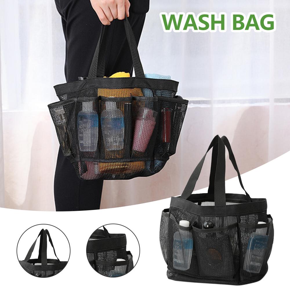 Portable Mesh Shower Caddy Tote Beach Bag Toiletry Bag Organizer Storage Swimming Wash Bag Quick Dry Tote for Bathroom Camping