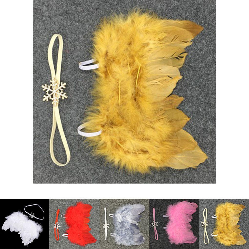 Baby Neugeborenes Engelsflügel und Schneeband Stirnband Requisite Anzug Säuglingskleidung Anzug
