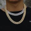 Men's Cuban Chain 18K Gold Plated Necklace with Zircon Gemstone Copper Body Custom Jewelry Sets