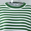 Women Tops Round Neck Long Sleeve Striped Print Sweater Loose Fit Stretchy Retro Knitting Tops Daily Wear