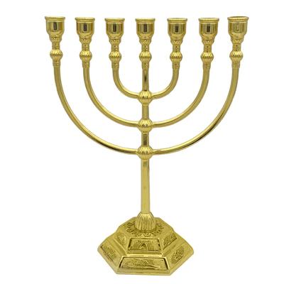 7-armiger Menora Kerzenhalter Jerusalemer Tempel 12 Stämme Israels Menora 16,97/12,98 Zoll Höhe Antiker Chanukka Kerzenständer