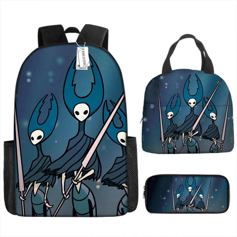 Luxusní Novinka Kreativní Cool Nový Hollow Knight 3D Tisk 3ks/Sada žák Školní tašky Batoh na notebook Denní batoh Batoh Taška na oběd Pouzdro na tužky