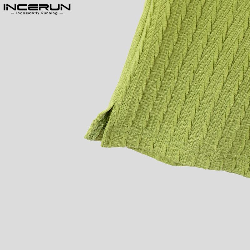 INCERUN Men Summer O-neck Sleeveless Texture Casual Sports Tank Tops T-shirts