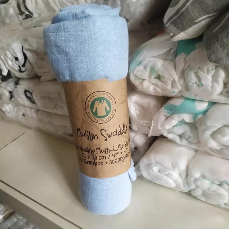 Baby Swaddle Bamboo Cotton Blanket Wrap Gauze Feeding Scraf Burp Cloths Bath Towel Baby Swaddle Small Size Solid Color BabyStuff
