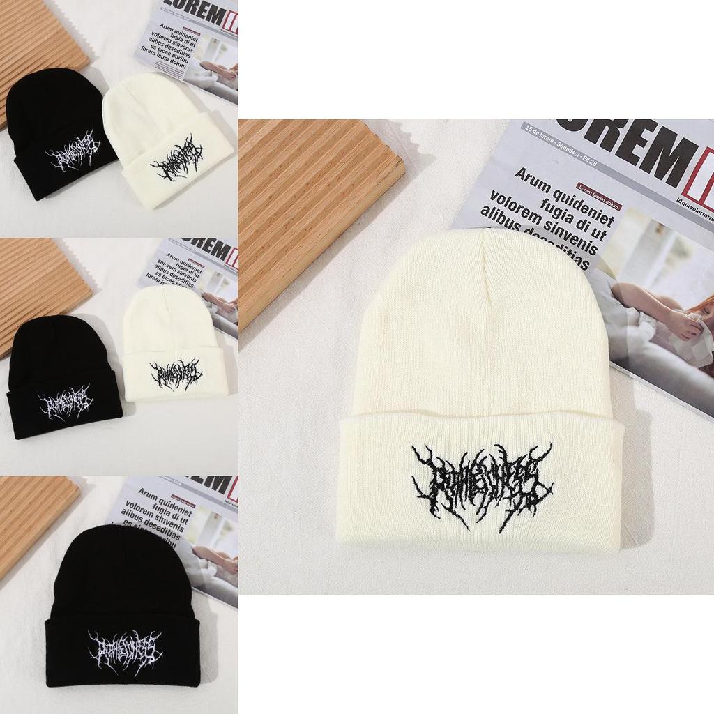 Acrylic Knit Hat For Adults With Embroidered Design For Winter Outdoor Warmth