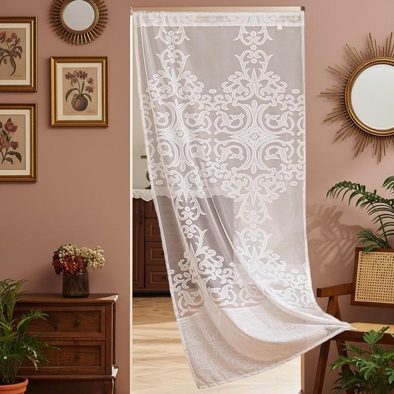 French Vintage Lace Door Curtain Bedroom Decor Sheer Privacy Screen No Drill Room Divider