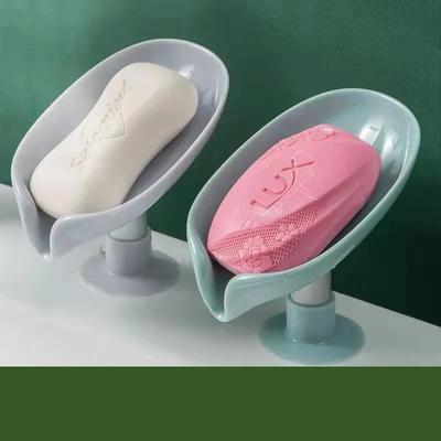 New 1PCS Creative Sucker Soap Holder Leaf Shape Soap Box Drain Punch-free Soap Box Bathroom Shower Sponge Storage Tray Bathroom