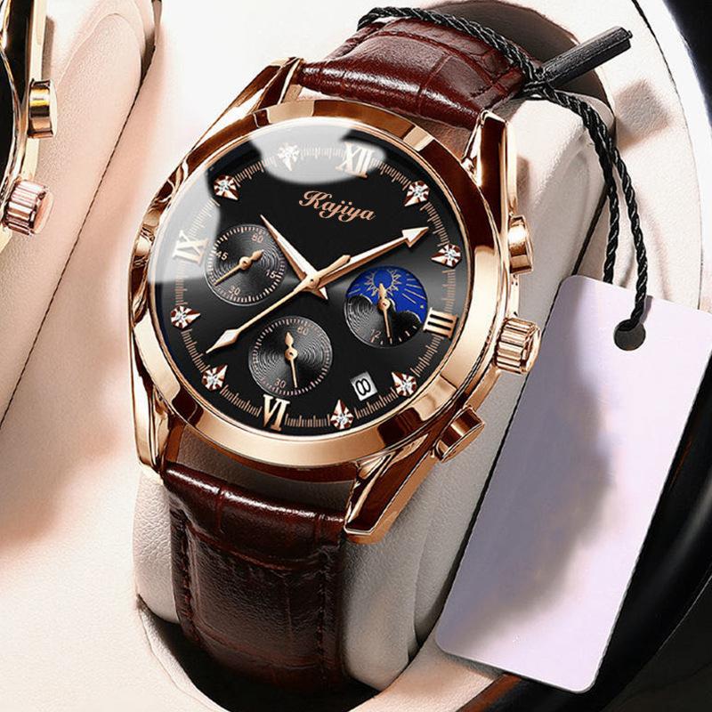 

Мужские часы с бриллиантами, новые повседневные роскошные модные деловые часы, водонепроницаемые светящиеся автоматические мужские часы с тройным дисплеем