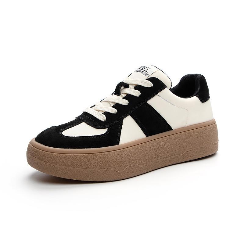 Leather color matching women's spring new sports and leisure shoes low-top student soft baseplate shoes women