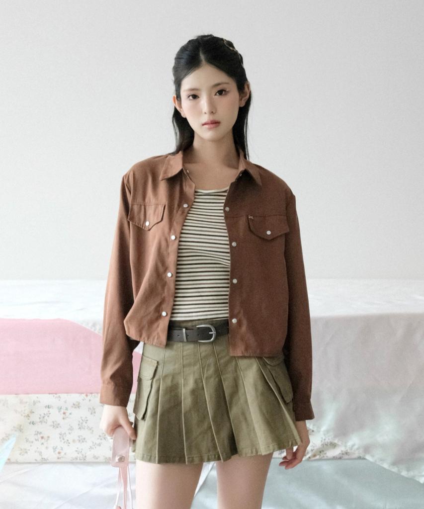 KOOLKITTEN Striped Knit Tank & Snap Shirt Set 3Colors