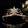 Minimalist Celestial Star Gold Plated Rhinestone Bridal Tiara Sparkling Starry Crystal Queen Crown Hair Accessory Elegant Prom