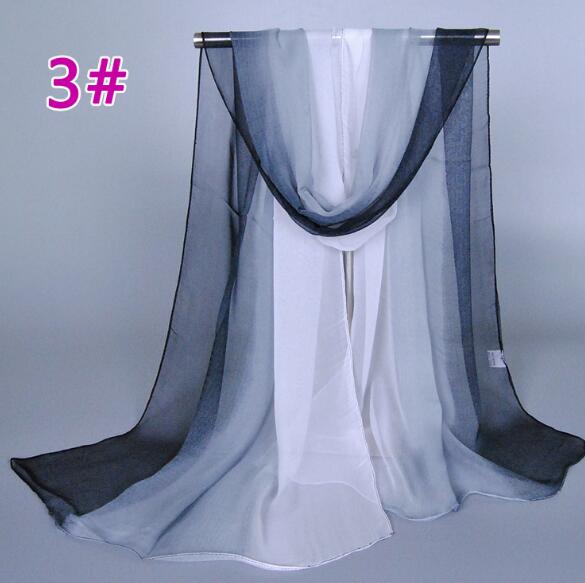 Lady Fashion Voile Girls Scarves Chiffon Scarf Women High Quality Gradual Color Women Silk Scarf  Popular Scarves Wrap shawl
