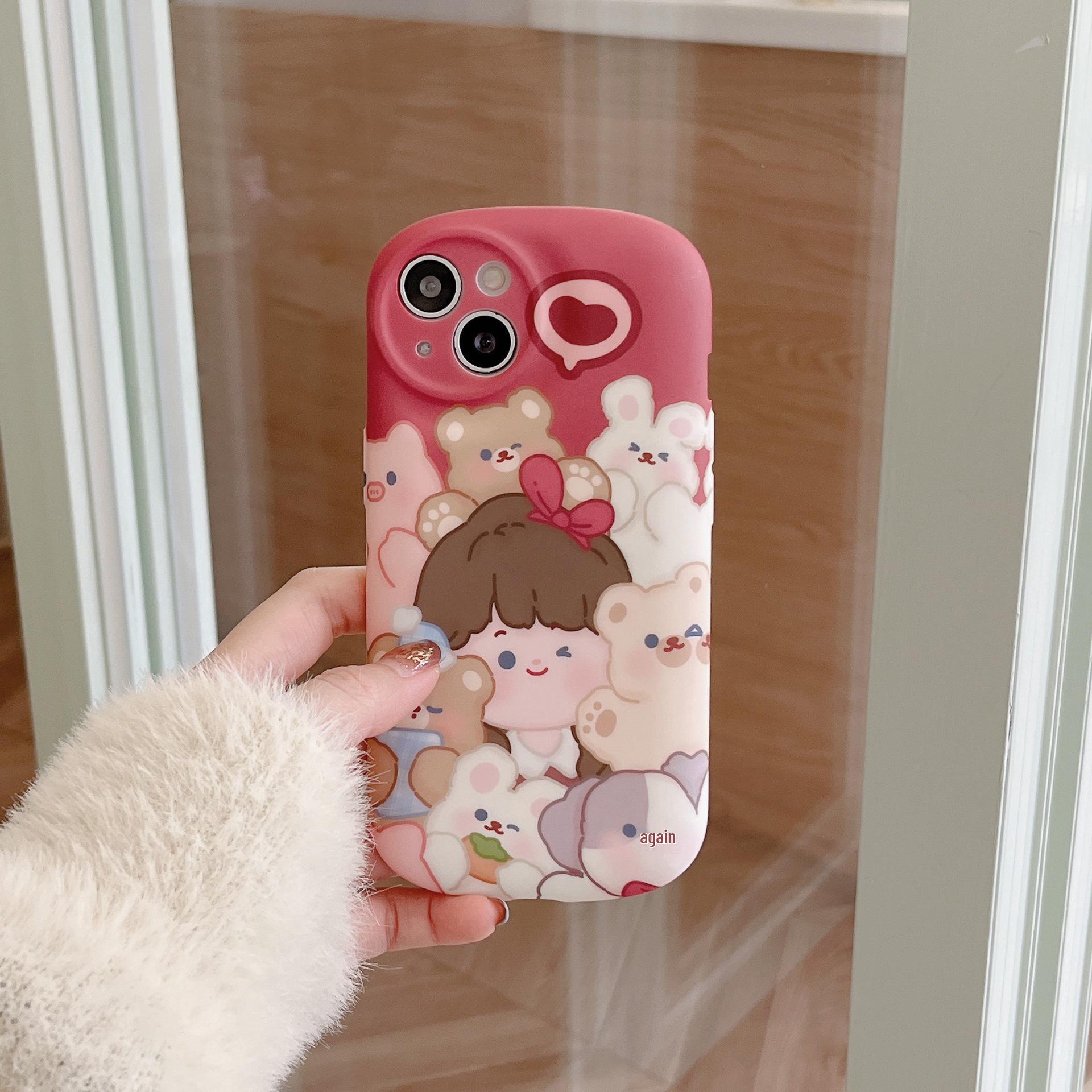 

Очаровательный мультяшный силиконовый чехол с животными для iPhone 13/14/15/16 Pro Max 13